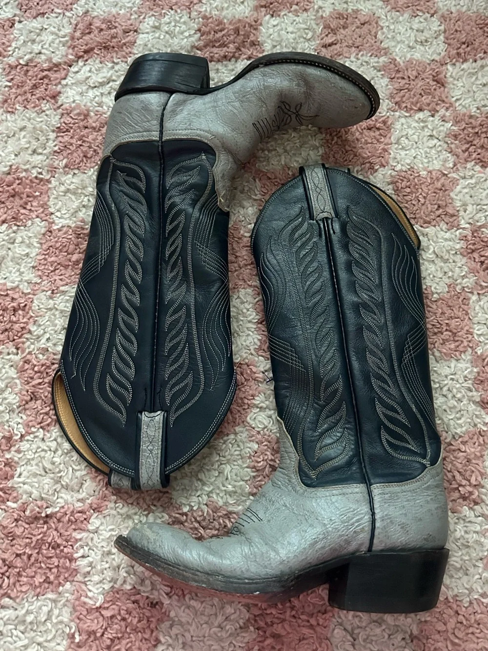 Tony Lama Vintage Two Tone Exotic Antelope Leather Cowboy Boots